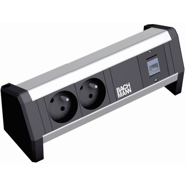 Kantoor elektrificatie en kabelmanagement - Bachmann - DESK1 3 modulen (2x UTE 1x CAT6) met kabel 1m GST18i3 - 902.1190