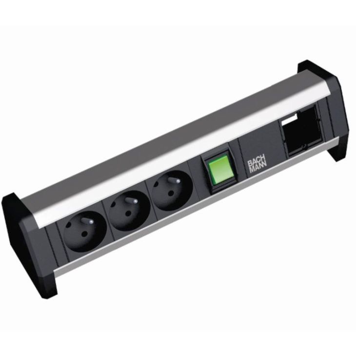 Électrification des bureaux et gestion des câbles - Bachmann - DESK1 3x UTE 1x Blank Mod 1x Interrupteur et 1.5m GST18i3 - 902.1208