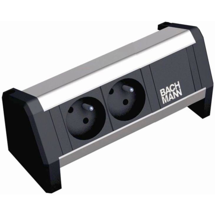 Électrification des bureaux et gestion des câbles - Bachmann - DESK1 2 modules (2x UTE) Alu + 0,5m GST18 + set de fixation - 902.128