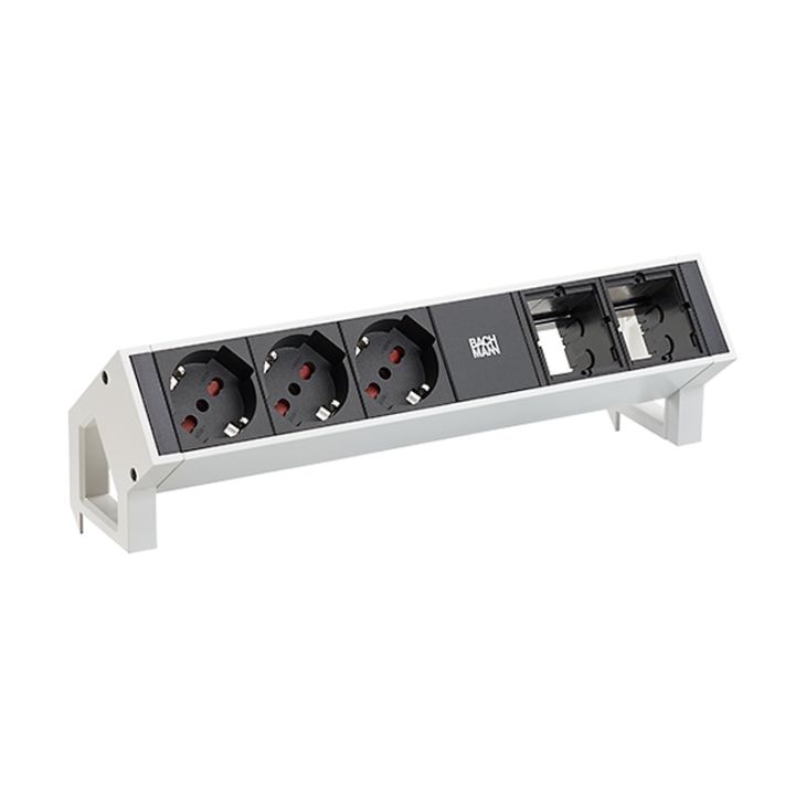 Électrification des bureaux et gestion des câbles - Bachmann - DESK2 3xIT Italien 2x ABD GST18 0,2m RAL9010 - 902.220
