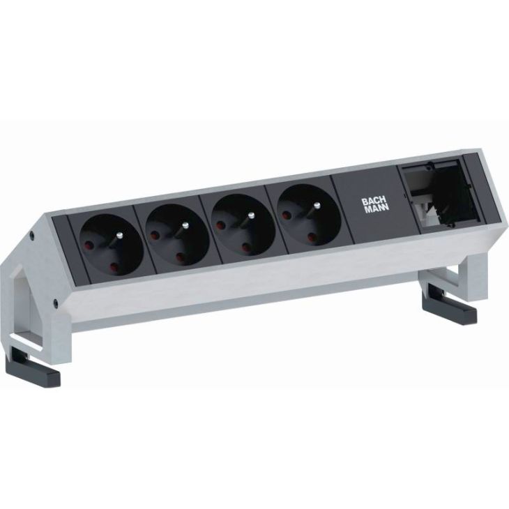 Électrification des bureaux et gestion des câbles - Bachmann - DESK2 5 modules (4x UTE + 1x MOD VIDE) blanc RAL9010 + 0,2m GST18 - 902.276