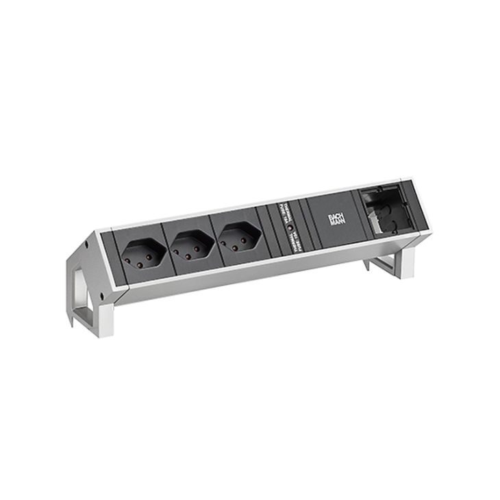 Électrification des bureaux et gestion des câbles - Bachmann - DESK2 3x CH T13 90ø 1x Mod.Vide.InoxLack - 902.408