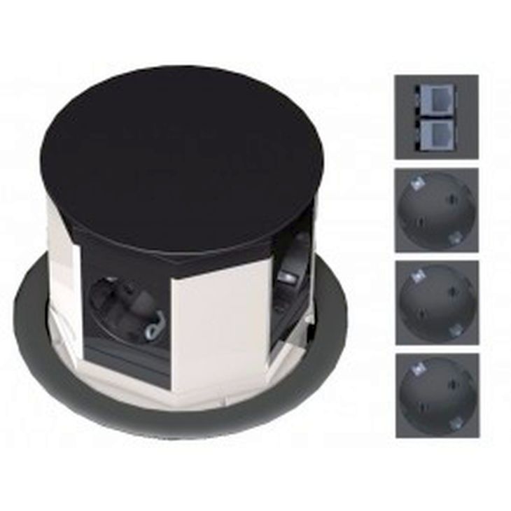 Électrification des bureaux et gestion des câbles - Bachmann - LIFT 3x Schuko 2x CAT6 - 904.001