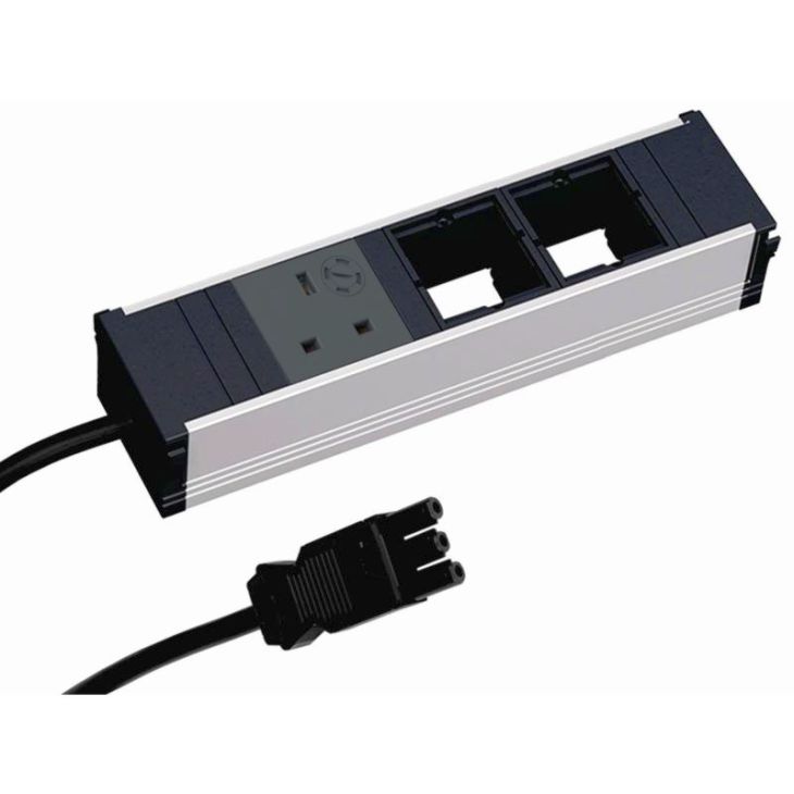 Kantoor elektrificatie en kabelmanagement - Bachmann - CONI powerstrip 3 modulen (1x UK 90° 3,15A 2x Custom mod) GST - 912.0080