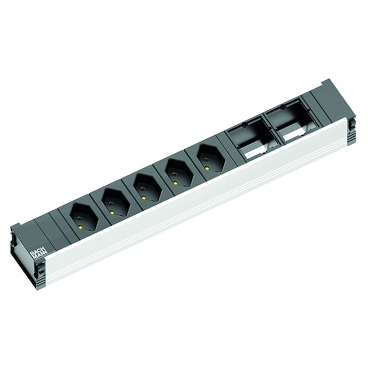 Kantoor elektrificatie en kabelmanagement - Bachmann - CONI powerstrip 7 modulen (5x CH 2x Lege mod) GST18i3 - 912.019