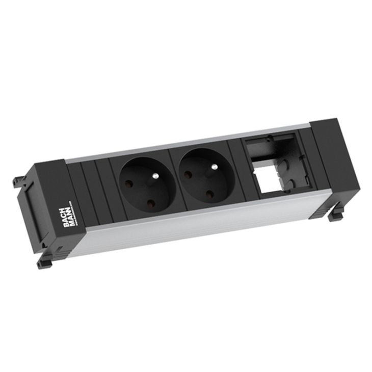 Kantoor elektrificatie en kabelmanagement - Bachmann - POWER FRAME powerstrip 3 modulen (2x UTE 1x Lege mod) met kabel 0,2m GST18i3 - 916.002