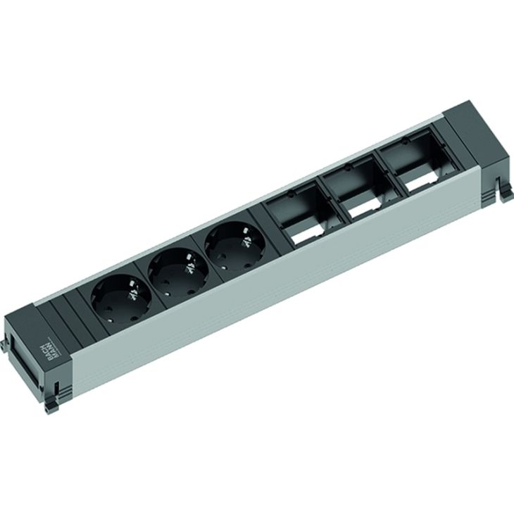 Kantoor elektrificatie en kabelmanagement - Bachmann - POWER FRAME powerstrip 6 modulen (3x Stopcontacten 3x Lege mod) GST18i3 (SHUKO) - 916.007