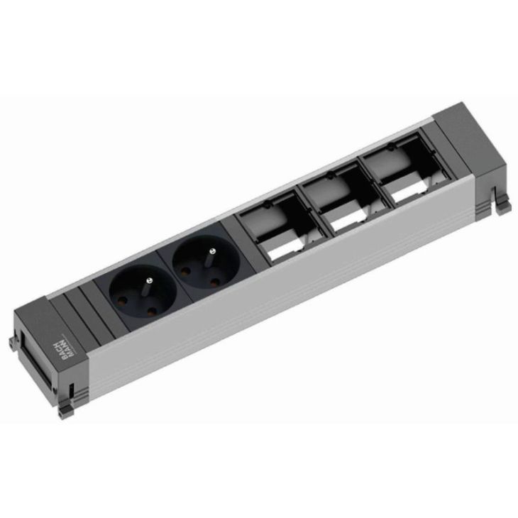 Kantoor elektrificatie en kabelmanagement - Bachmann - POWER FRAME powerstrip 5 modulen (2x UTE 3x Lege mod)met kabel 0,2m GST18i3 - 916.0470