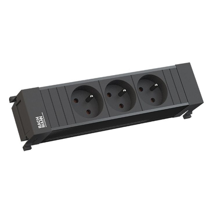 Kantoor elektrificatie en kabelmanagement - Bachmann - POWER FRAME powerstrip 3 modulen (3x UTE)zwart met kabel 0,2m GST18i3 - 916.059