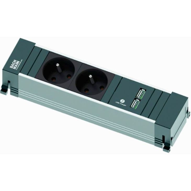 Électrification des bureaux et gestion des câbles - Bachmann - POWER FRAME powerstrip 3 modules (2x UTE+ 1x USB CHARGER A/A) + 0,2m GST18 - 916.103