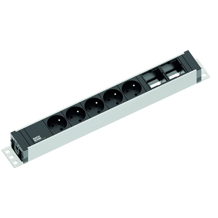 Kantoor elektrificatie en kabelmanagement - Bachmann - Universal powerstrip 7 modulen (5x UTE 2x Lege mod)met kabel 3m H05VV-F 3G1,5mm² - 922.083