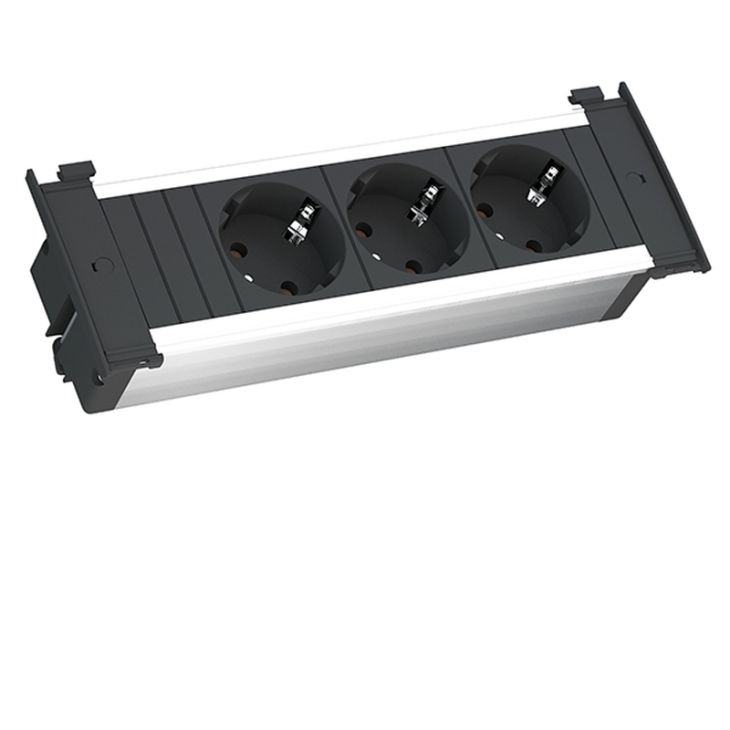 Kantoor elektrificatie en kabelmanagement - Bachmann - KAPSA powerstrip 3 modulen (3x Stopcontacten) met kabel 2m (SHUKO) - 927.000