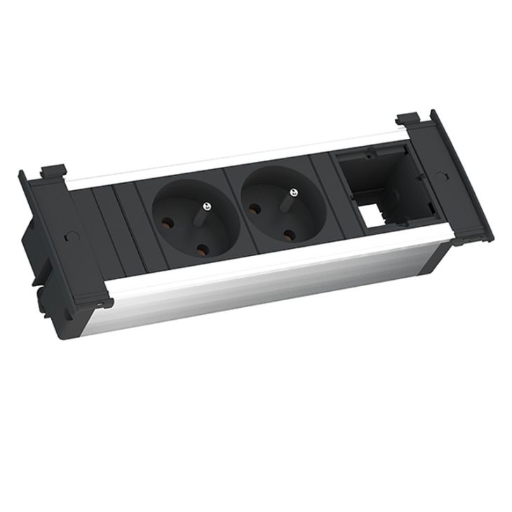 Électrification des bureaux et gestion des câbles - Bachmann - KAPSA power strip 3 modules (2x UTE + 1x MOD VIDE) + 2m cable - 927.005