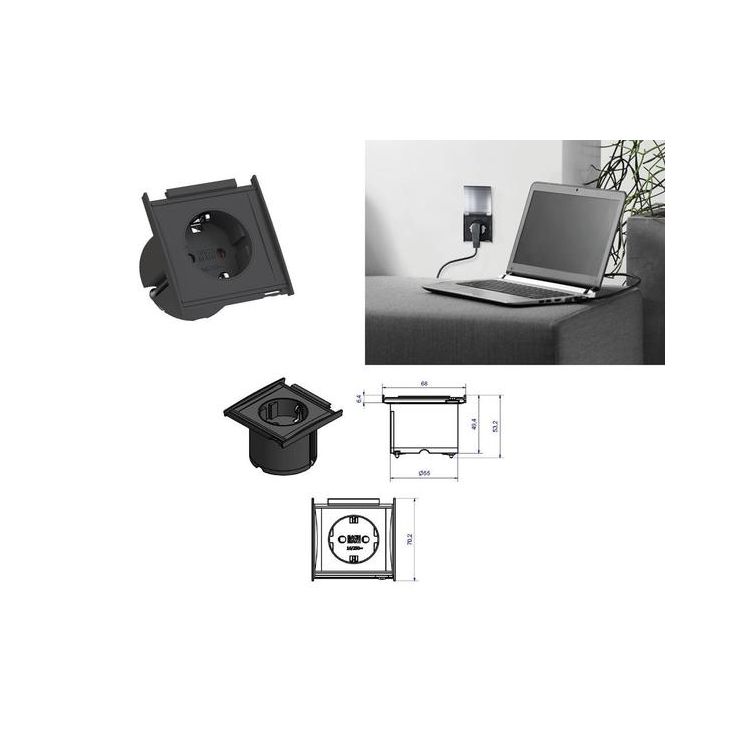 Électrification des bureaux et gestion des câbles - Bachmann - XX-Small KAPSA 1x Schuko - 927.400