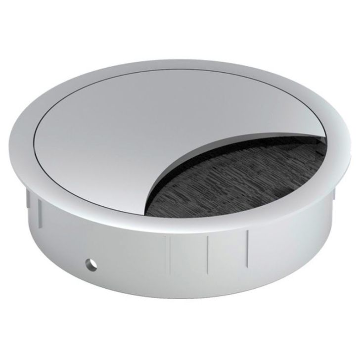 Kantoor elektrificatie en kabelmanagement - Bachmann - Kabeldoorvoer rond zilvergrijs RAL9006 diameter 80mm - 930.300