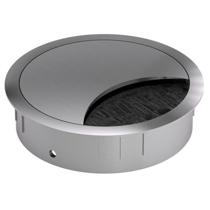 Kantoor elektrificatie en kabelmanagement - Bachmann - Kabeldoorvoer rond roestvrij afwerking diameter 80mm - 930.301