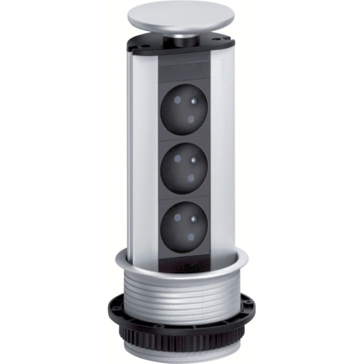 Électrification des bureaux et gestion des câbles - Schulte - EVOLINE PORT 3x10/16A ALU - 931.00.007