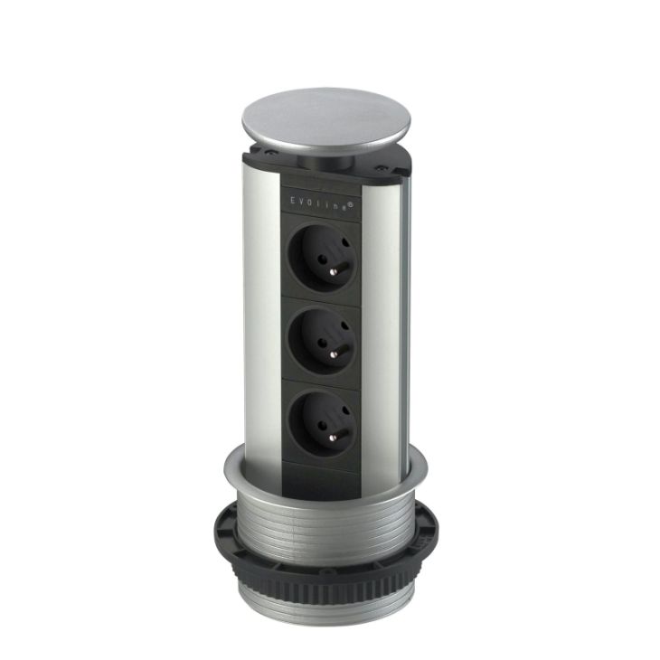 Kantoor elektrificatie en kabelmanagement - Schulte - EVOLINE PORT 3x 10/16A UTE 2x RJ45 CAT5 Inox - 931.00.556