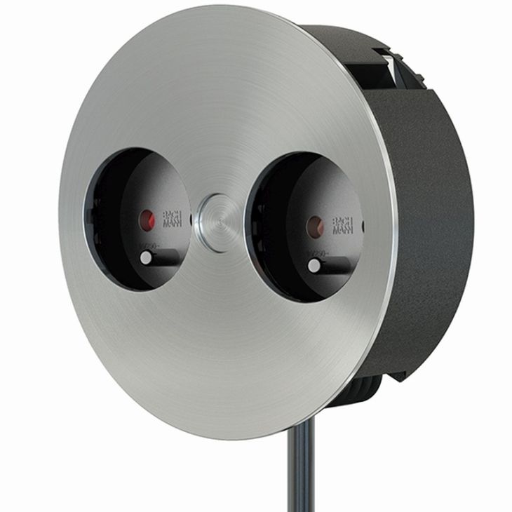 Kantoor elektrificatie en kabelmanagement - Bachmann - TWIST (2x UTE) chroom mat met 2m kabel - 931.016