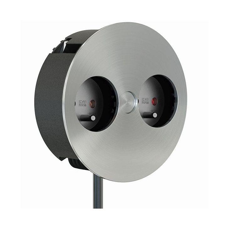 Kantoor elektrificatie en kabelmanagement - Bachmann - TWIST (2x UTE) chroom mat met 0,2m kabel - 931.028