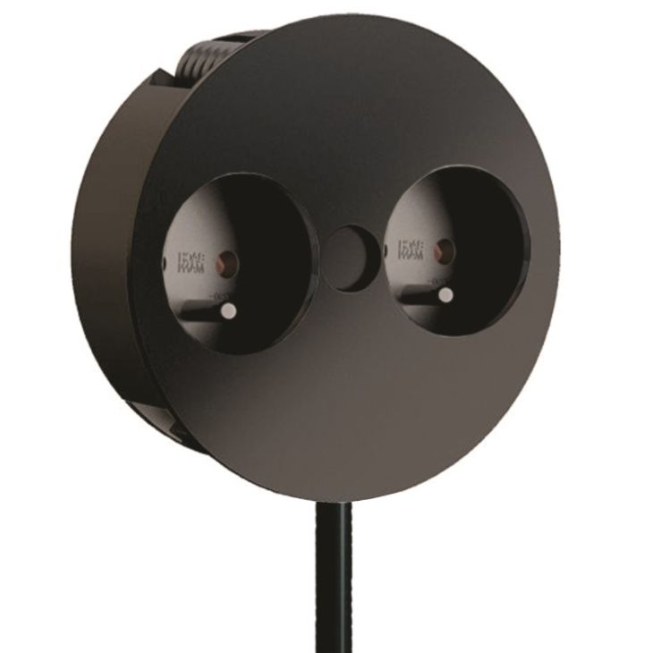 Kantoor elektrificatie en kabelmanagement - Bachmann - TWIST (2x UTE) zwart mat met 2m kabel - 931.152