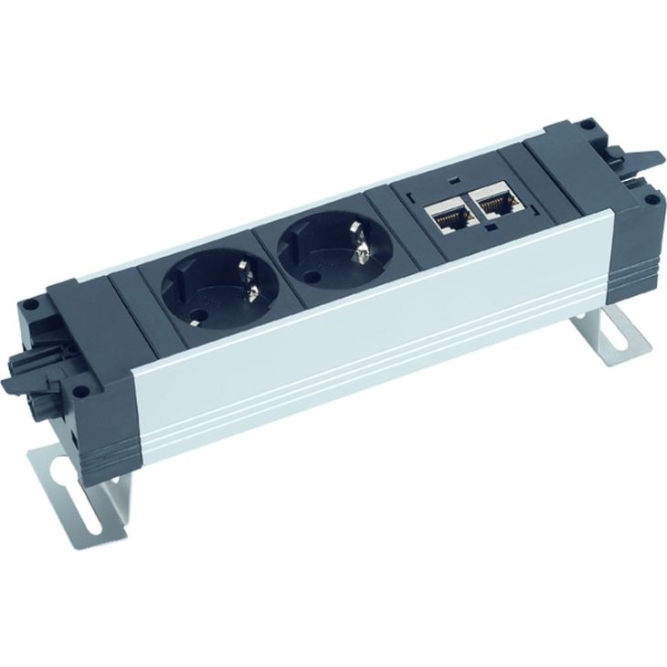 Kantoor elektrificatie en kabelmanagement - Bachmann - Gebogen roestvrij staal - 940.024