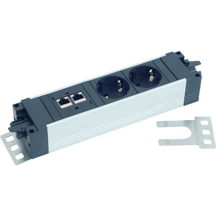 Électrification des bureaux et gestion des câbles - Bachmann - support de montage en acier inoxydable droit 180 ° pour STEP - 940.097