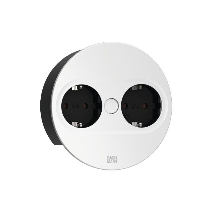 Électrification des bureaux et gestion des câbles - Bachmann - TWIST 2 Ronde (2x Schuko) Blanc mat RAL9010 + câble 2mtr - 946.200
