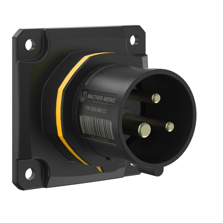 Fiches, interrupteurs et prises de courant - Walther Werke - NEO Socle connecteur mural Droit 16A 3P 4h IP54 130V avec pince à ressort - FW610304CC