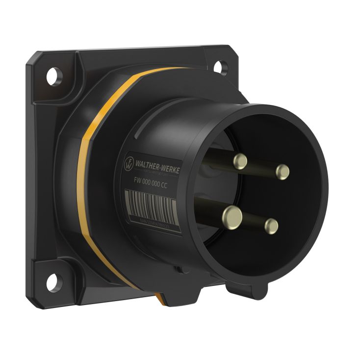 Fiches, interrupteurs et prises de courant - Walther Werke - NEO Socle connecteur mural Droit 16A 4P 4h IP54 130V avec pince à ressort - FW610404CC