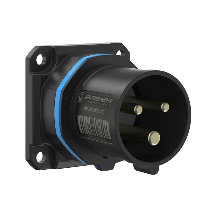 Fiches, interrupteurs et prises de courant - Walther Werke - NEO Socle connecteur mural droit 16A 3P 6h IP54 230V avec raccords rapides - FW612306CC