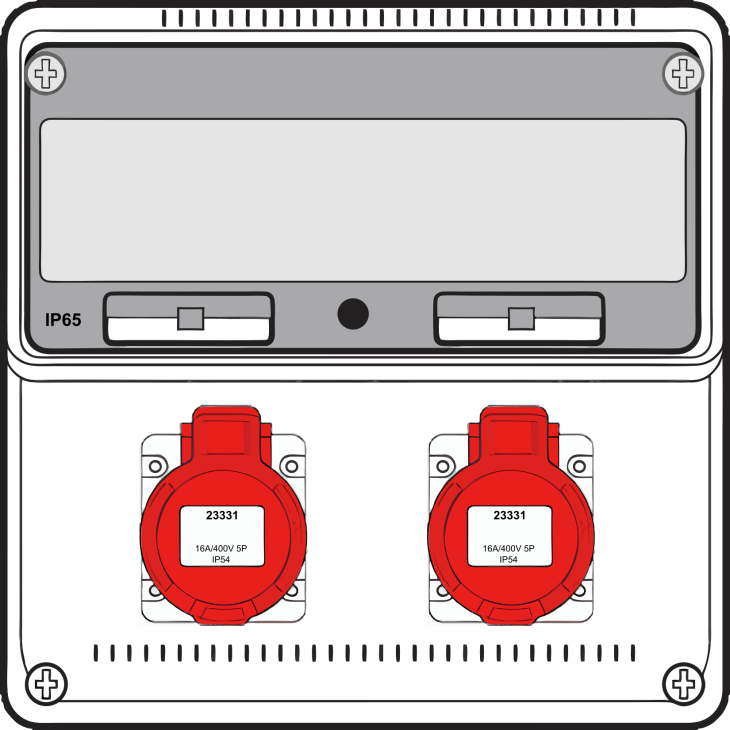 Matériel d'installation - Famatel - Boîte murale combi Medium - 2x 16A 5P 400V - int + disj (2) - 10kA - FWC-M-05-10kA