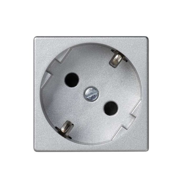 Fiches, interrupteurs et prises de courant - Simon - Prise de courant Schuko K45 connexion àvis - Aluminium - K018