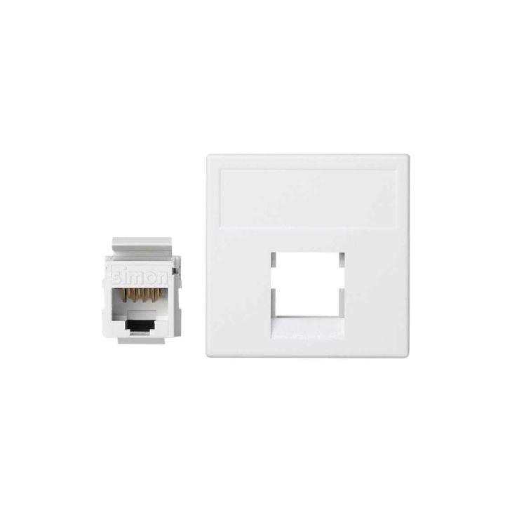 Fiches, interrupteurs et prises de courant - Simon - K45 Plaque VDM plate sans volet 1 x RJ 45Cat. 6 UTP - Blanc - K096U/9