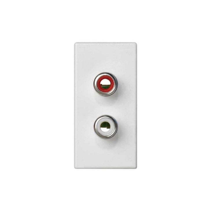 Stekkers, schakelaars en stopcontacten - Simon - K45 plaat 1/2 mech met 2 connectoren RC Audio Jack wit - K101B/9