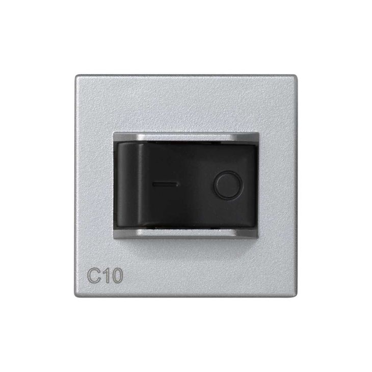 Fiches, interrupteurs et prises de courant - Simon - K45 Plaque avec disjoncteur 10A - Aluminium - K106A/8