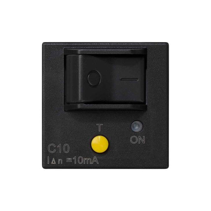 Fiches, interrupteurs et prises de courant - Simon - K45 Plaque avec disjoncteur différentiel10A - Gris graphite - K107A/14