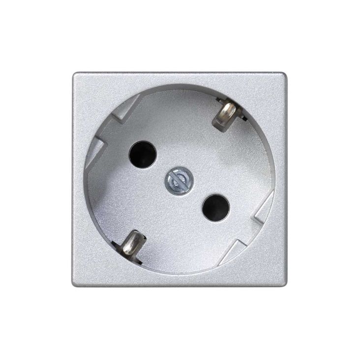 Stekkers, schakelaars en stopcontacten - Simon - K45 Stopcontact 2P+aarding Schuko snelleaansluiting - Alumi - K11/8
