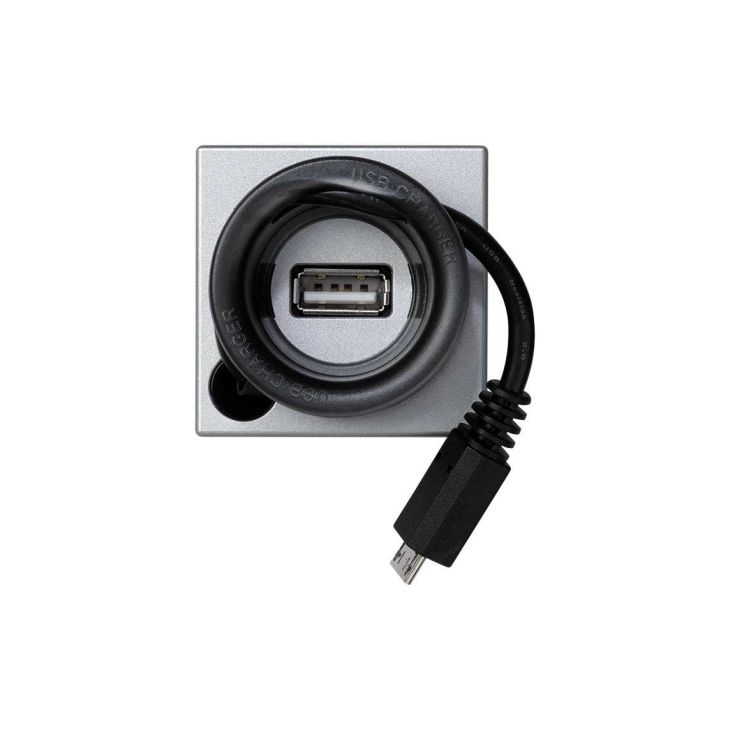 Fiches, interrupteurs et prises de courant - Simon - K45 Chargeur 5V/DC USB & MicroUSB - - Aluminium - K126A/8