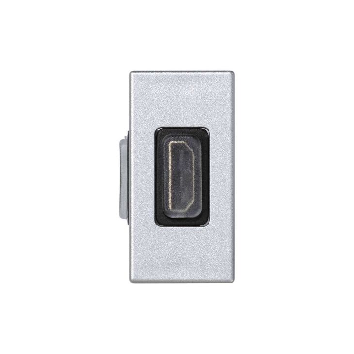 Stekkers, schakelaars en stopcontacten - Simon - K45 plaat 1/2 mech met 1 connector HDMI vrouw/vrouw - Alu - K129B/8