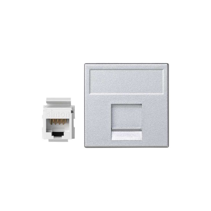 Fiches, interrupteurs et prises de courant - Simon - K45 Plaque VDM plate avec volet 1 x RJ 45Cat. 5e UTP - Alumi - K95U/8