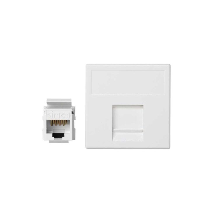 Fiches, interrupteurs et prises de courant - Simon - K45 Plaque VDM plate avec volet 1 x RJ 45Cat. 5e UTP - Blanc - K95U/9