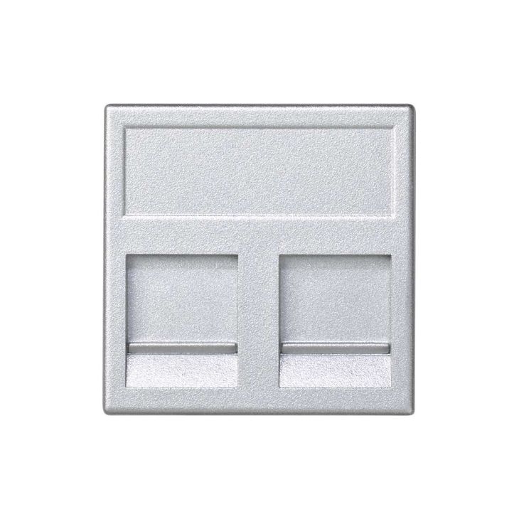 Stekkers, schakelaars en stopcontacten - Simon - K45 Vlakke plaat VDM met klep voor 2 RJ45 AMP,BRAND REX,SYST - KB76/8