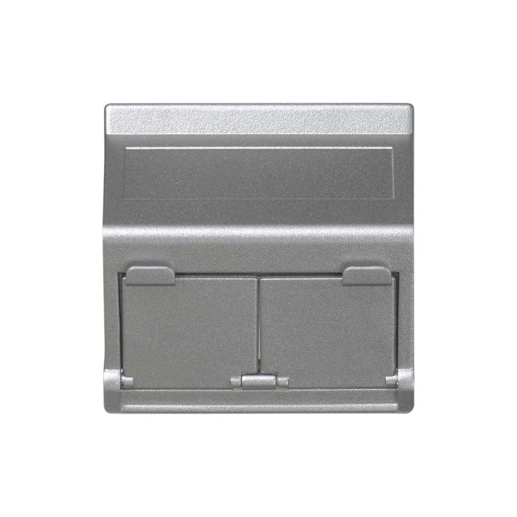 Fiches, interrupteurs et prises de courant - Simon - K45 Plaque VDM Incliné avec volet 2 x Modules MD - Aluminiu - KB80/8