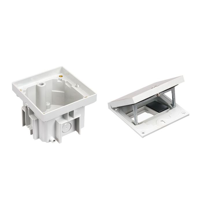 Kantoor elektrificatie en kabelmanagement - Simon - IP66 Kit vloerdoos inox (1x K45 + 1x K45 smal), incl. inbouwdoos volle vloer - VDESIMFB101