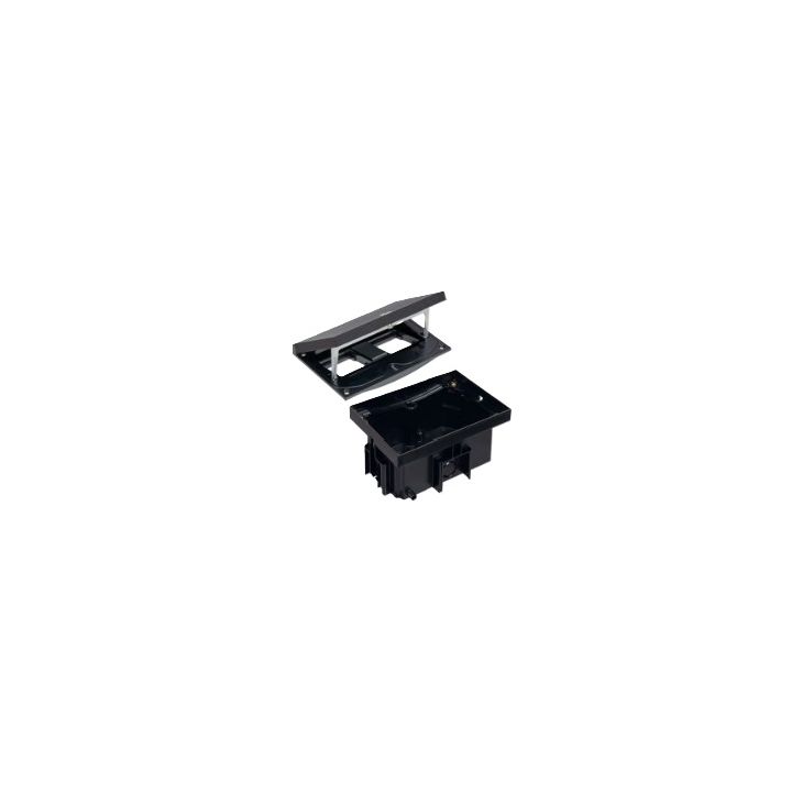 Électrification des bureaux et gestion des câbles - Simon - IP66 Kit boîte de sol noir avec 2 modules K45 et demi-module K45, incl. boîte d'encastrement plein sol - VDESIMFB202