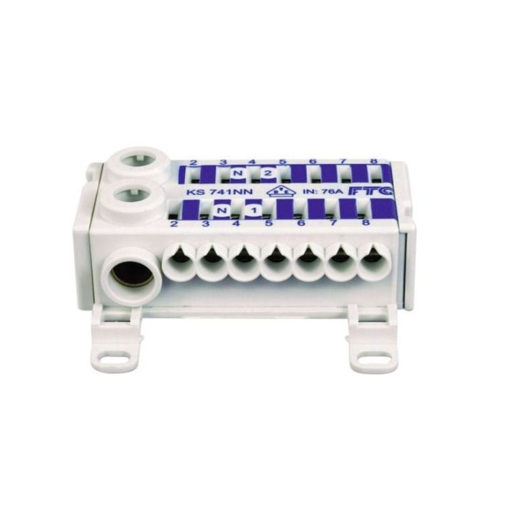 Installatiemateriaal - ECB verdeelblok, 1-polig, (1x 2,5-16mm² + 7x 0,5-4mm²), blauw - KS741NN