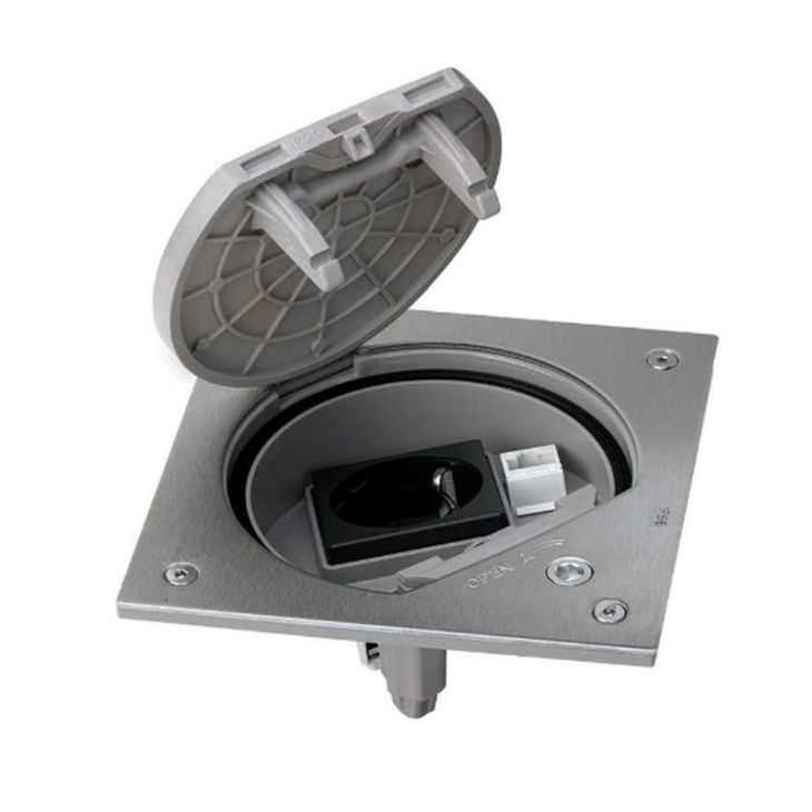 Kantoor elektrificatie en kabelmanagement - Simon - Mechanismehouder veiligheidssluiting met 1 Schuko-stopcontact K45 en 1x RJ45 - KSE15USEC2372