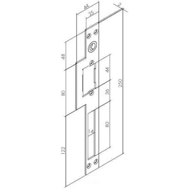 Deurcommunicatie en toegangscontrole - Openers and closers - Voorplaat Inox Lang .20 - O&C20