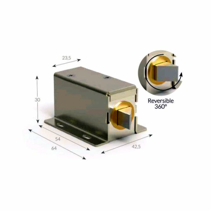 Communication de porte et contrôle d'accès - Openers and closers - MINI Bolt Standard 12Vdc 650mA 360°- Réversible Encastré et Surface - PGX03